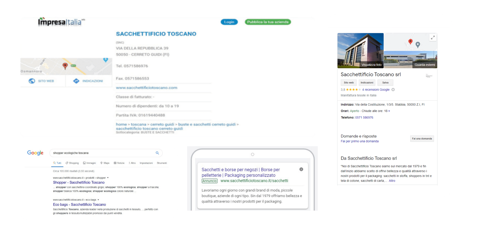 google my business sacchettificio toscano